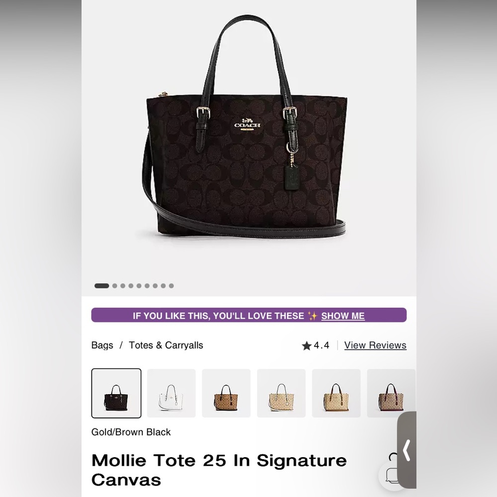 mollie tote 25 inch in signature canvas coach bag